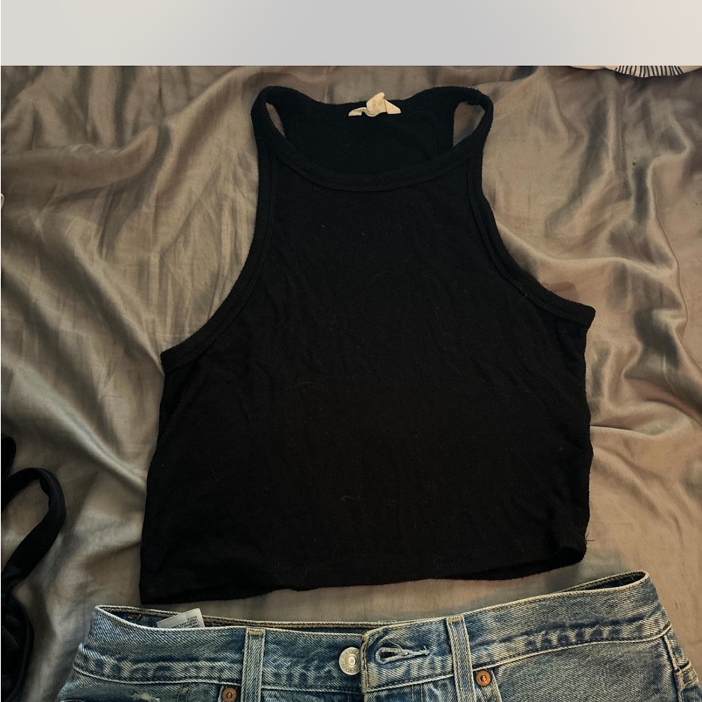 Aeropostale Black Fitted Crop Tank Top